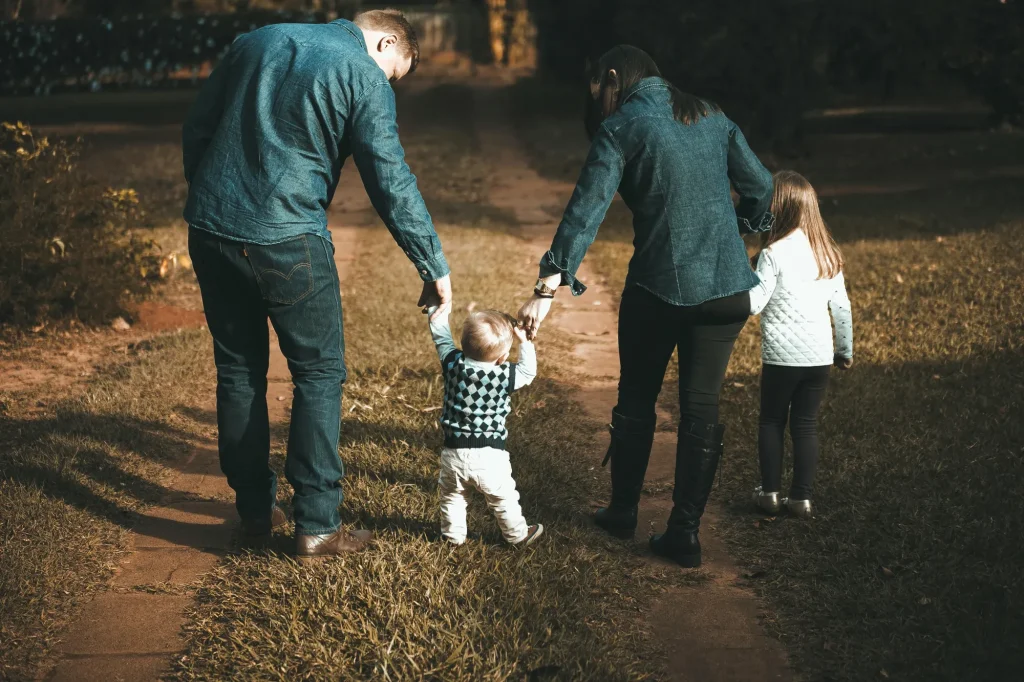 family of 4 with toddler and child